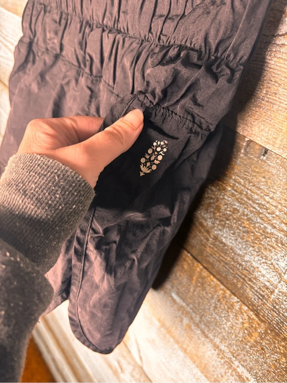 Free People Movement the way home Black High-Waist Smocked workout Shorts